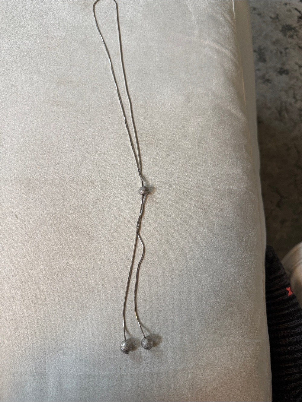 Silver Adjustable Slider Necklace with Sparkle Bead Accents